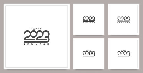 Set of Happy New Year 2023 logo design. 2023 New Year design template