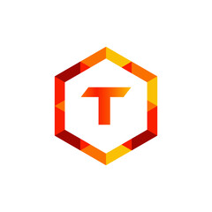 Premium 3D Initial letter T logo, icon design, Polygon style vector illustration