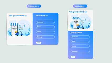 Feedback form for site design.Creative vector illustration of web site registration or login contact form isolated on background. UI and UX art design. Abstract concept graphic templates and scribbles