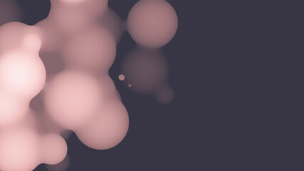 Abstract 3d fluid metaball shape with pink balls. Synthwave liquid pastel organic droplets with gradient color.