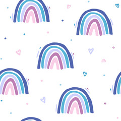 Vector Hand drawn rainbow background with hearts