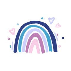 Vector Hand drawn cute rainbow with hearts