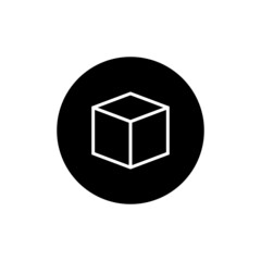 Cube icon in black round