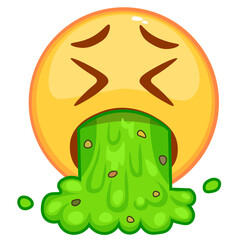 Emoji puke emoticon. Poisoning, nausea, disgusting emoji.