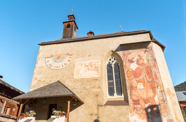 View of the ancient church of Saint Giorgio in Monguelfo-Tesido, province of Bolzano, South Tyrol, Italy