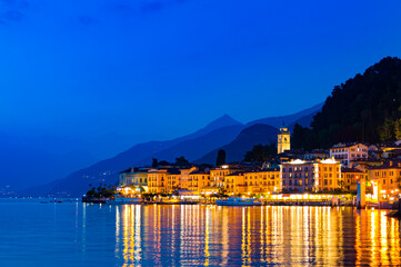 The village of Bellagio, on Lake Como, on a summer night. 
