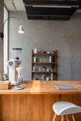 The layout in a dark loft style opens up inside the cafes. welcome to open coffee shop background