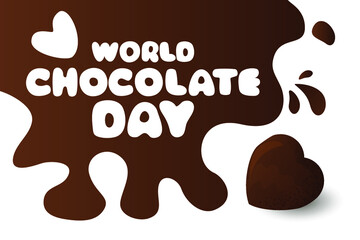 World Chocolate Day. Vector illustration card. Chocolate drips background. Concept design for web, banner, background, wallpaper, poster or card design.
