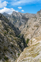 Fototapeta na wymiar mountain landscape with sky in Los picos de Europa, Asturias, Spian