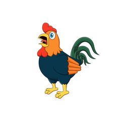 Adorable cute rooster cartoon vector