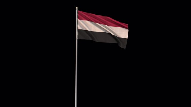 Yemen flag, 4k video background is transparent
