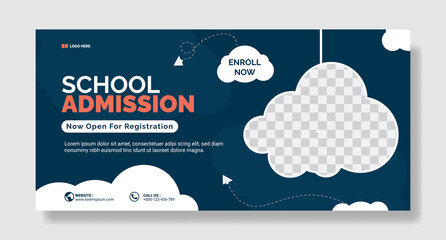 School admission banner template - obrazy, fototapety, plakaty