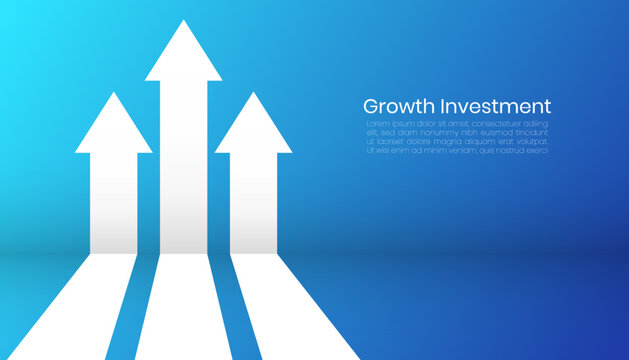 Modern business finance arrow up increase target growth investment background design. Web template banner, infographic, landing page, social media.