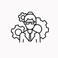 Woman managing skills icon. Outline woman managing skills vector icon for web design isolated on white background