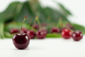 Berries ripe cherries isolated on white background. Selective focus.