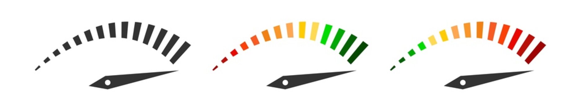 Performance measurement icon. Color tachometer symbol. Sign accelerate speed vector.