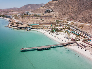 Aerial view of Playa El Coromuel, La Paz, Baja California Sur