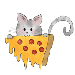 Cat eating pizza