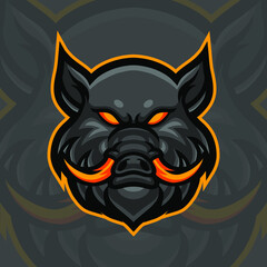 Crazy Pig, Wild Boar E-Sport Mascot Logo Design, Mascot, and Emblem Template Isolated Vector. Illustration Logo. Suitable for Game, Streamer, and E-Sport Team.