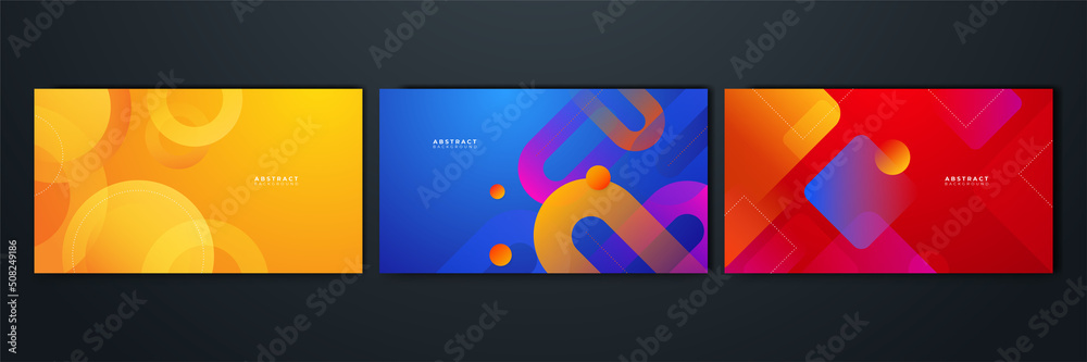 Wall mural set of gradient flowing geometric pattern background texture for poster cover design. minimal color 