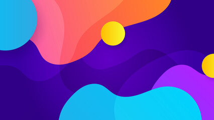 Abstract blue orange red colorful background with geometric shapes and waves