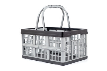Empty plastic gray shopping basket, useful accessory while shopping isolated - 508251966