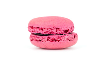 Pink tasty Macaron or Macaroon, delicious special dessert isolated