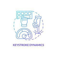 Keystroke dynamics blue gradient concept icon. Behavioural measurement abstract idea thin line illustration. Typing patterns analysis. Isolated outline drawing. Myriad Pro-Bold font used