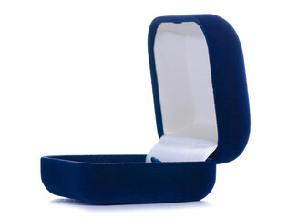 Empty blue jewelry box on white background isolation