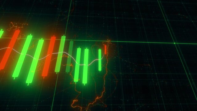 Stock Market Up Green CandleSticks. High quality 4k footage