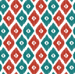 Scribble Style Ikat Diamond Shapes Seamless Pattern Trendy Fashion Colors Minimal Design Perfect for Allover Print