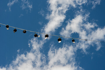 Buddhist Tibetan ring with blue sky