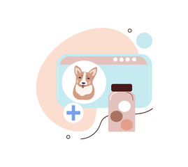 Online veterinary medicine. Internet Consultation Doctor. Healthcare service.Cartoon vector illustration.