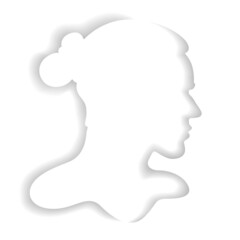 A long haired man with a pigtail.Paper cut style.Face silhouette.Portrait of a male character.Male face in profile.Origami silhouette.Artistic illustration of craft paper cut design.