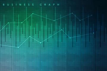 Business Growth graph on technology background, Futuristic raise arrow chart digital transformation abstract technology background. Big data and business growth currency stock and investment economy
