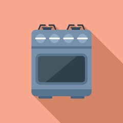 Gas stove icon flat vector. Ktichen cooker