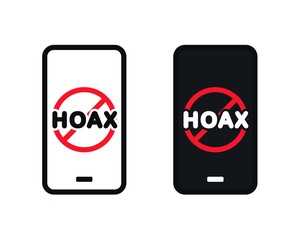 Stop hoax sign on mobile phone screen. Vector illustration