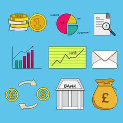 Sets of finance doodle vector illustration