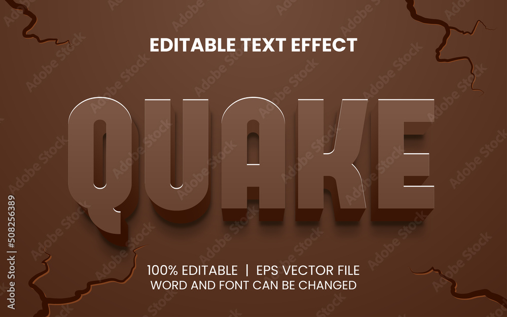 Wall mural editable text effect with realistic brown earthquake style