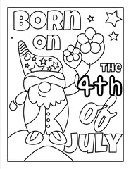 4th of July American Independence Day coloring page for kids and adults 
