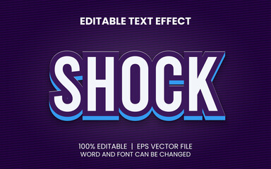 editable text effect with realistic purple, blue, and white shock style