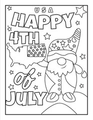 4th of July American Independence Day coloring page for kids and adults 