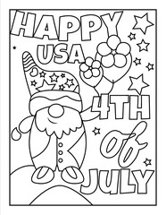4th of July American Independence Day coloring page for kids and adults 