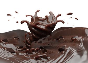 Chocolate splash to tornado shape with clipping path , 3D Rendering, 3D illustration