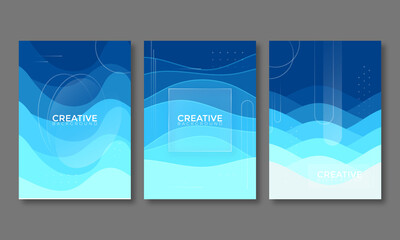 Liquid abstract background. Blue fluid vector banner template for social media, web sites. Wavy shapes	
