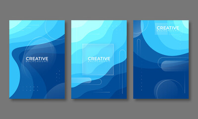 Liquid abstract background. Blue fluid vector banner template for social media, web sites. Wavy shapes	
