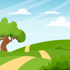 landscape with trees Nature landscape vector illustration.  background. Meadow vector illustration 