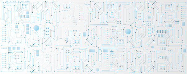 Obraz premium Blue circuit board electronic or electrical line and chip computer, engineering technology concept vector background