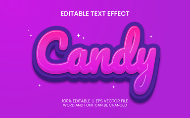 editable text effect with cute candy style