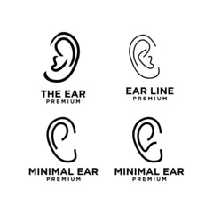 set Ear Hearing Logo Template Vector Icon